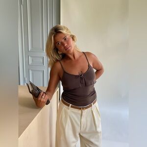 Djerf Avenue Morena Tank Top in Brown